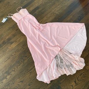 Brand New Pink Blush Lace Mermaid Maxi Dress Gown